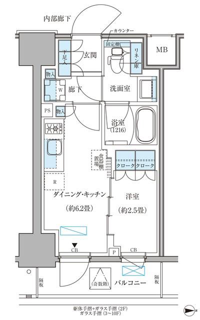 パークアクシス住吉ガーデンスクエア(1DK/3階)の間取り写真
