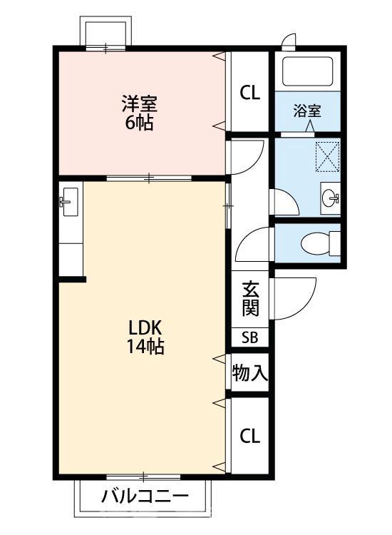 シャンポール参番館(1LDK/2階)の間取り写真