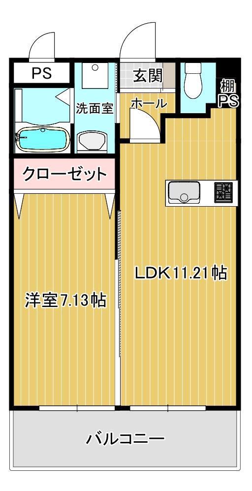 ニューウェーブ2021(1LDK/4階)の間取り写真