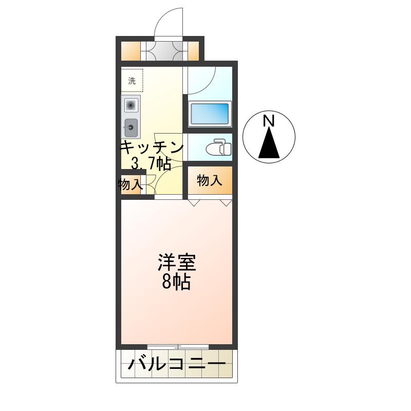 ZINハイツ(1K/1階)の間取り写真