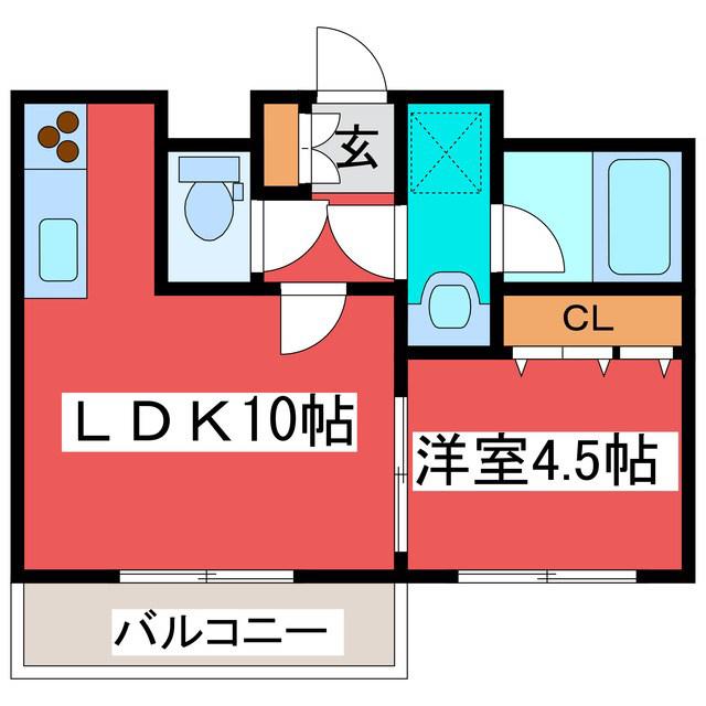 サンシャイン1-9(1LDK/3階)の間取り写真