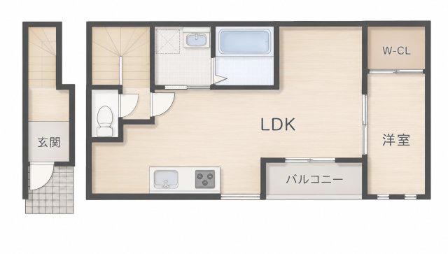 SOLIS北新金屋丁(1LDK/1階)の間取り写真