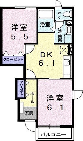 ルミノース(2DK/1階)の間取り写真