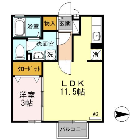 ルミエールI(1LDK/1階)の間取り写真