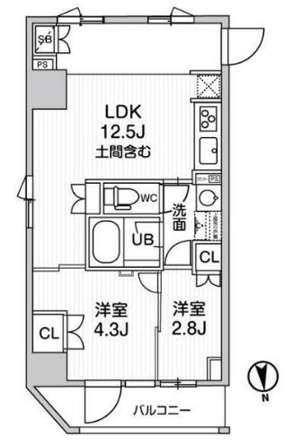 ニド新御徒町(2LDK/4階)の間取り写真