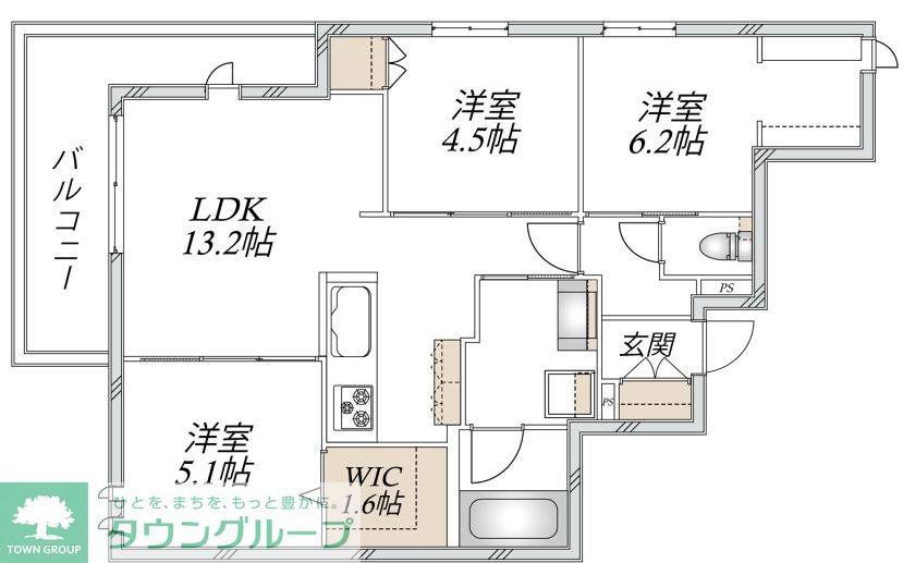 VESTA(3LDK/3階)の間取り写真