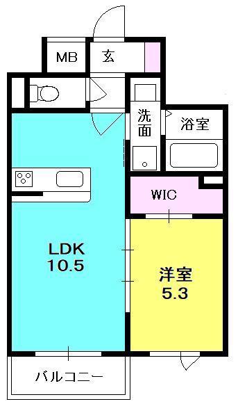 ヘーベルメゾン夙川(1LDK/2階)の間取り写真