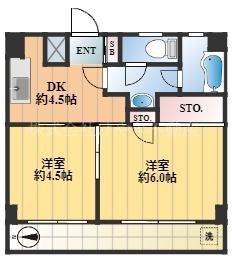 杉本マンション(2DK/3階)の間取り写真