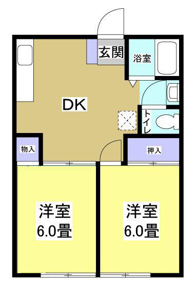 パナハイツ河合B(2DK/2階)の間取り写真