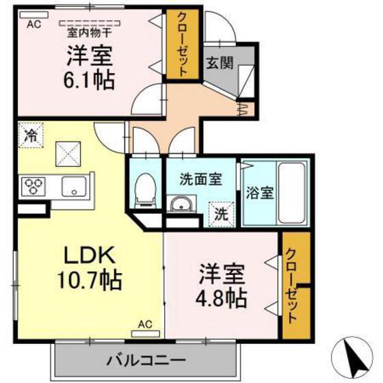 セジュールちさとIII(2LDK/1階)の間取り写真