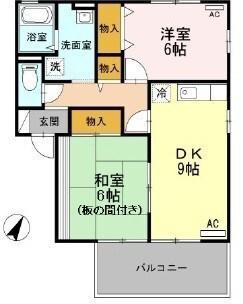 サニーコートA(2DK/2階)の間取り写真