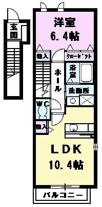 インディアンサマー(1LDK/2階)の間取り写真