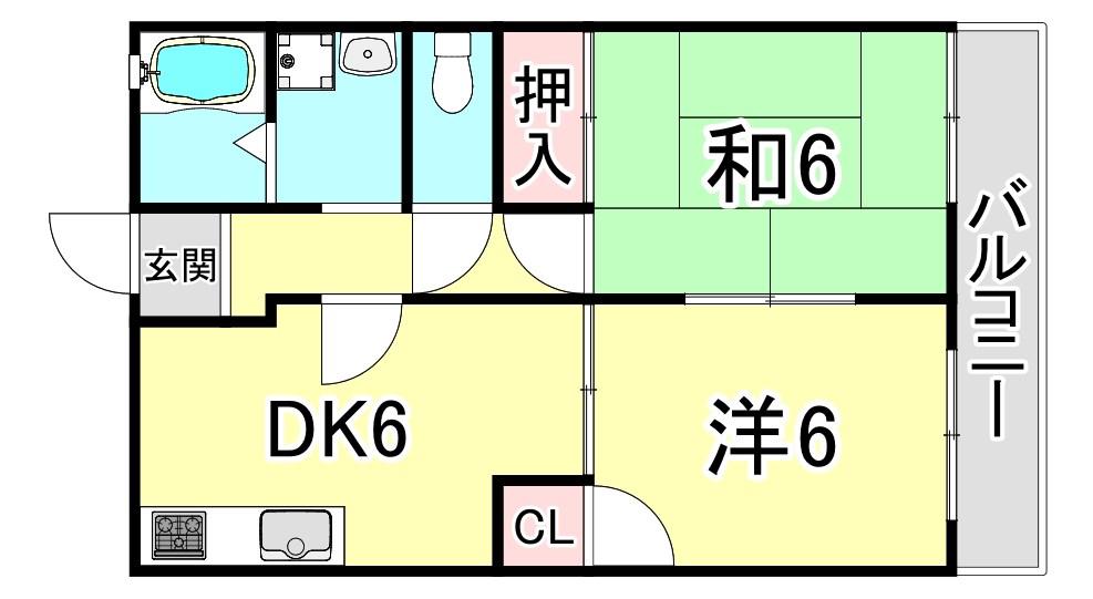 JMIハイツ(2DK/1階)の間取り写真