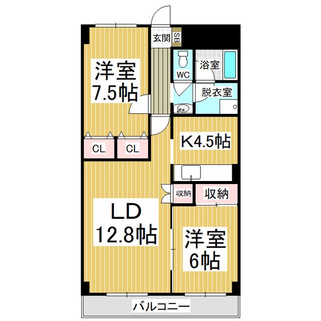2000POST葡萄の里(2LDK/3階)の間取り写真