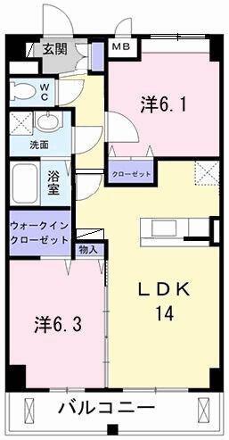 ヴァルスヴァルド(2LDK/3階)の間取り写真