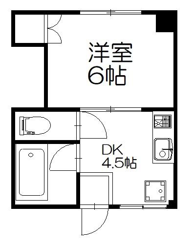 ニューライフ皆実町(1DK/3階)の間取り写真