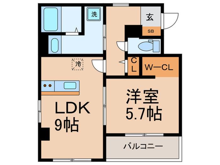 神戸市灘区水道筋マンション(1LDK/1階)の間取り写真