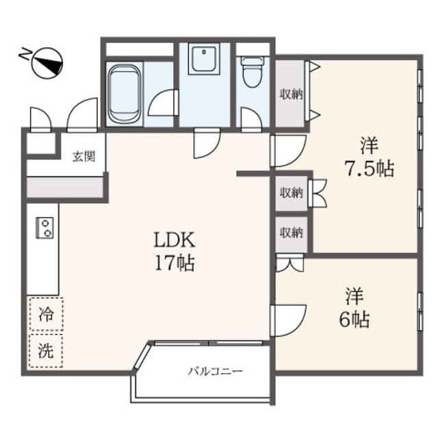 モン・シャトー府中南(2LDK/1階)の間取り写真