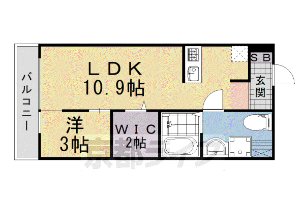 ハートフルスイーツ東向日(1LDK/2階)の間取り写真