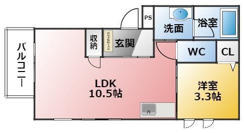 ALBIREO(1LDK/2階)の間取り写真