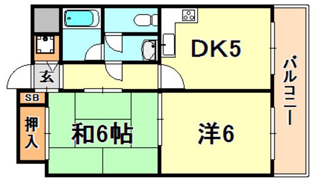 とれぞーる神戸の森(2DK/1階)の間取り写真