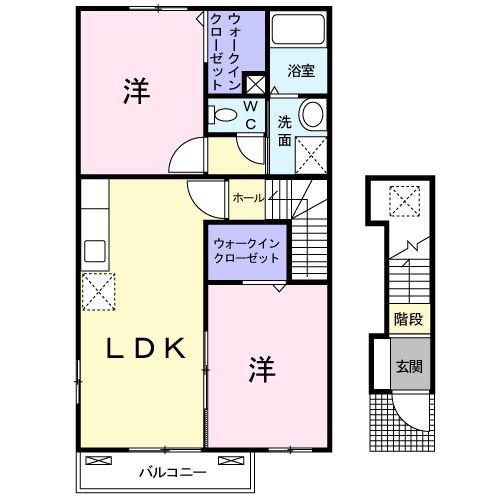 ミルト・ブリーゼ B棟(2LDK/2階)の間取り写真