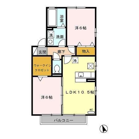 コーポベルーガC(2LDK/1階)の間取り写真