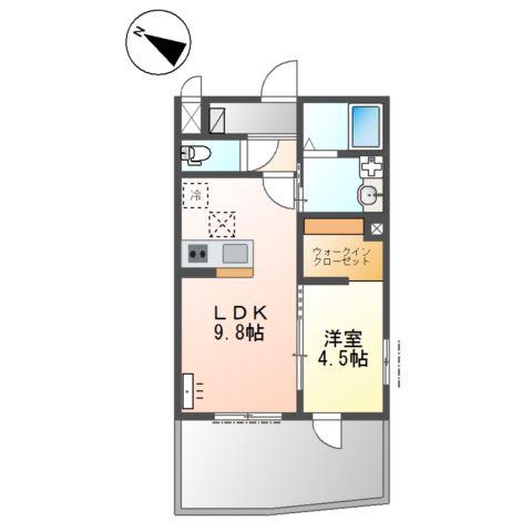 トレジャー東加古川(1LDK/1階)の間取り写真