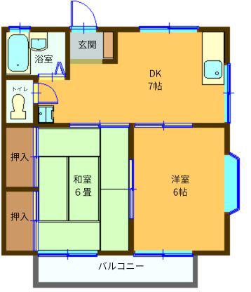 エランドールI(2DK/2階)の間取り写真
