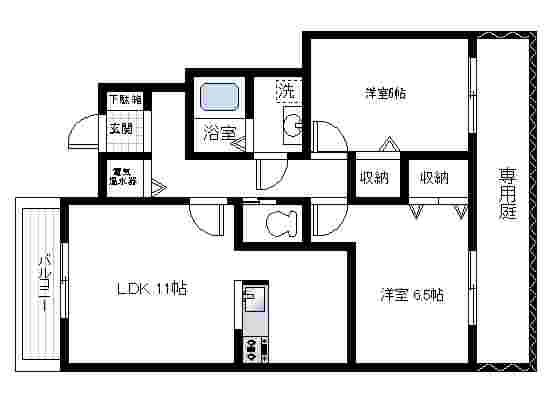 HEIGHTS光容(2LDK/1階)の間取り写真