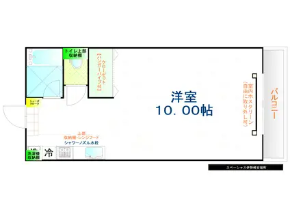スペーシャス伊勢崎安堀町(1K/2階)の間取り写真