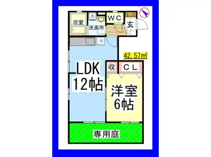 AF カーサ・アルバイワミ(1LDK/1階)の間取り写真