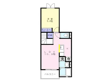 グランディール(1LDK/2階)の間取り写真