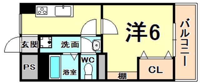 フタミハイツ(1K/5階)の間取り写真