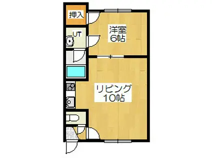 Mハイツ若草1(1LDK/1階)の間取り写真