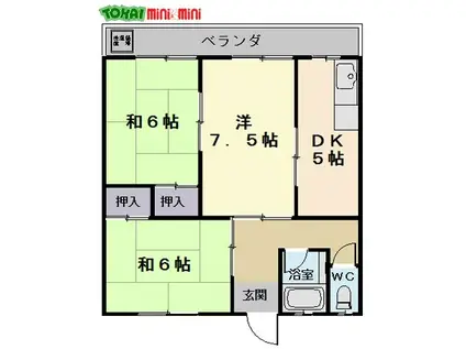 いずみコーポ(3DK/2階)の間取り写真