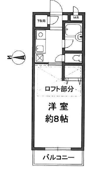 メゾンカンタチオ(1K/2階)の間取り写真