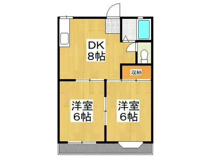 あさひリバージュA(2DK/1階)の間取り写真