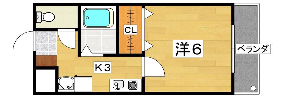 ナビ磐船(1K/2階)の間取り写真