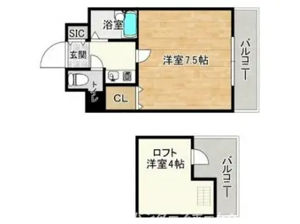 ラフォーレ枚方I(1K/5階)の間取り写真