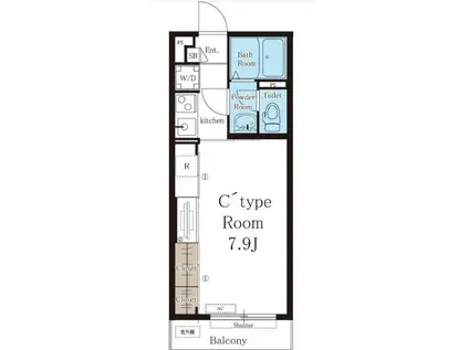 リブリ・アークパイン(1K/1階)の間取り写真