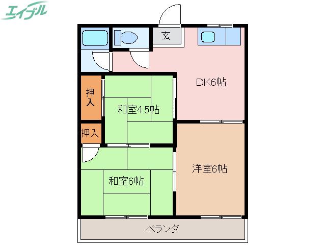 みたきハイツ(3DK/2階)の間取り写真