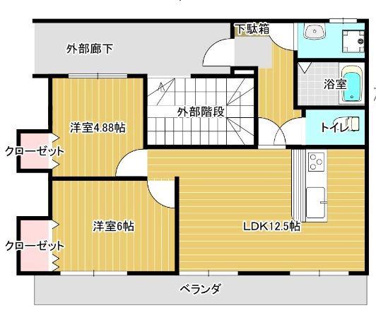 ベアコーポ(2LDK/2階)の間取り写真
