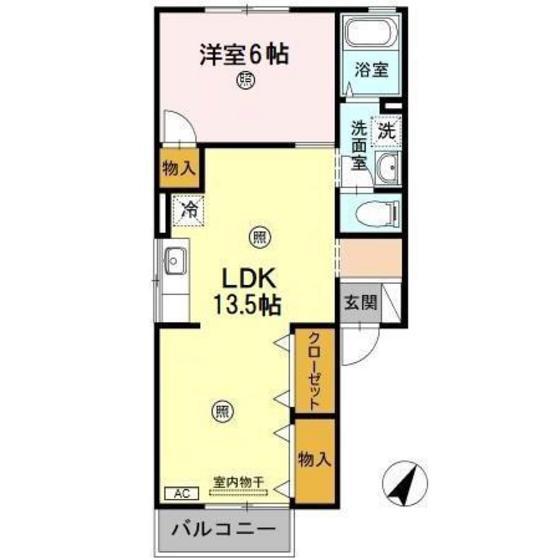 セジュール大町西(1LDK/1階)の間取り写真