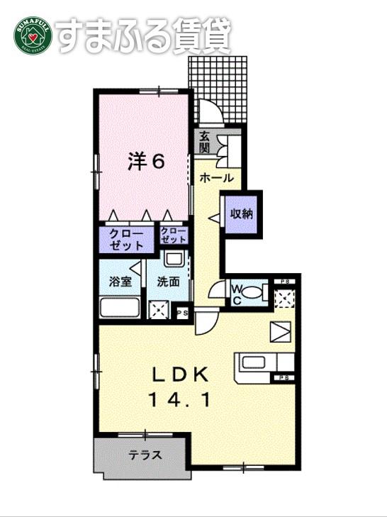エレガント上青山(1LDK/1階)の間取り写真