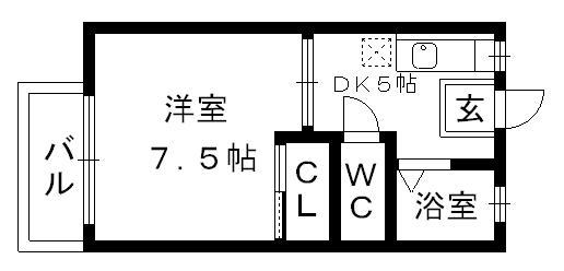 フレグランス諏訪野(1DK/2階)の間取り写真