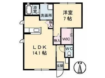 シャーメゾンBE´SE(1LDK/1階)の間取り写真