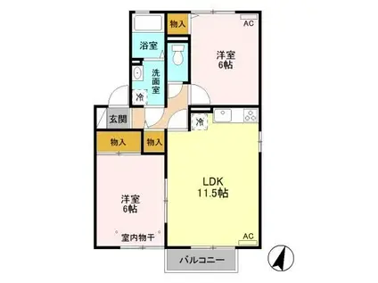 ティンカー・ベルIII(2LDK/2階)の間取り写真