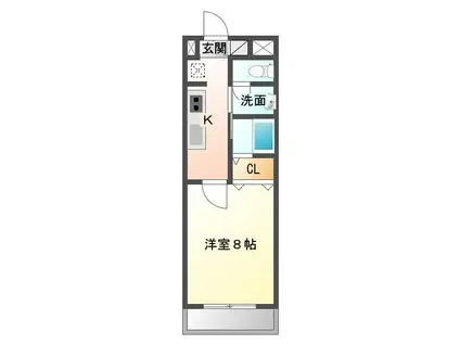 アグレアブルゴトウII(1K/1階)の間取り写真