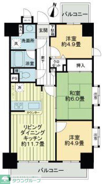 ライオンズマンション本川越駅前(3LDK/11階)の間取り写真